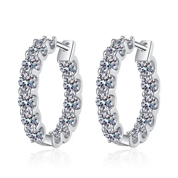 Certified 2.6 ct. t.w. Moissanite Diamond Inside Out Hoop Earrings NEW - Picture 9 of 14